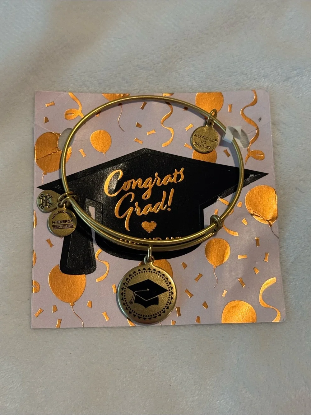 NWT Alex and Ani 2020 Graduation Cap Bangle Bracelet - Gold
